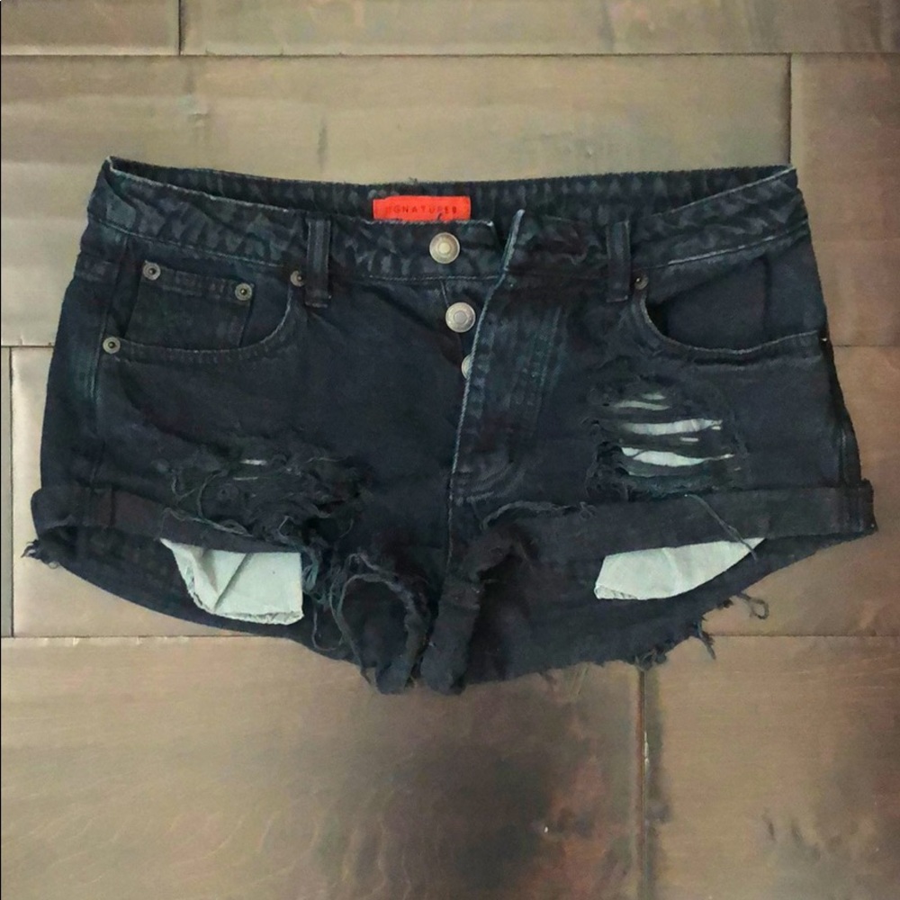 Black jean shorts